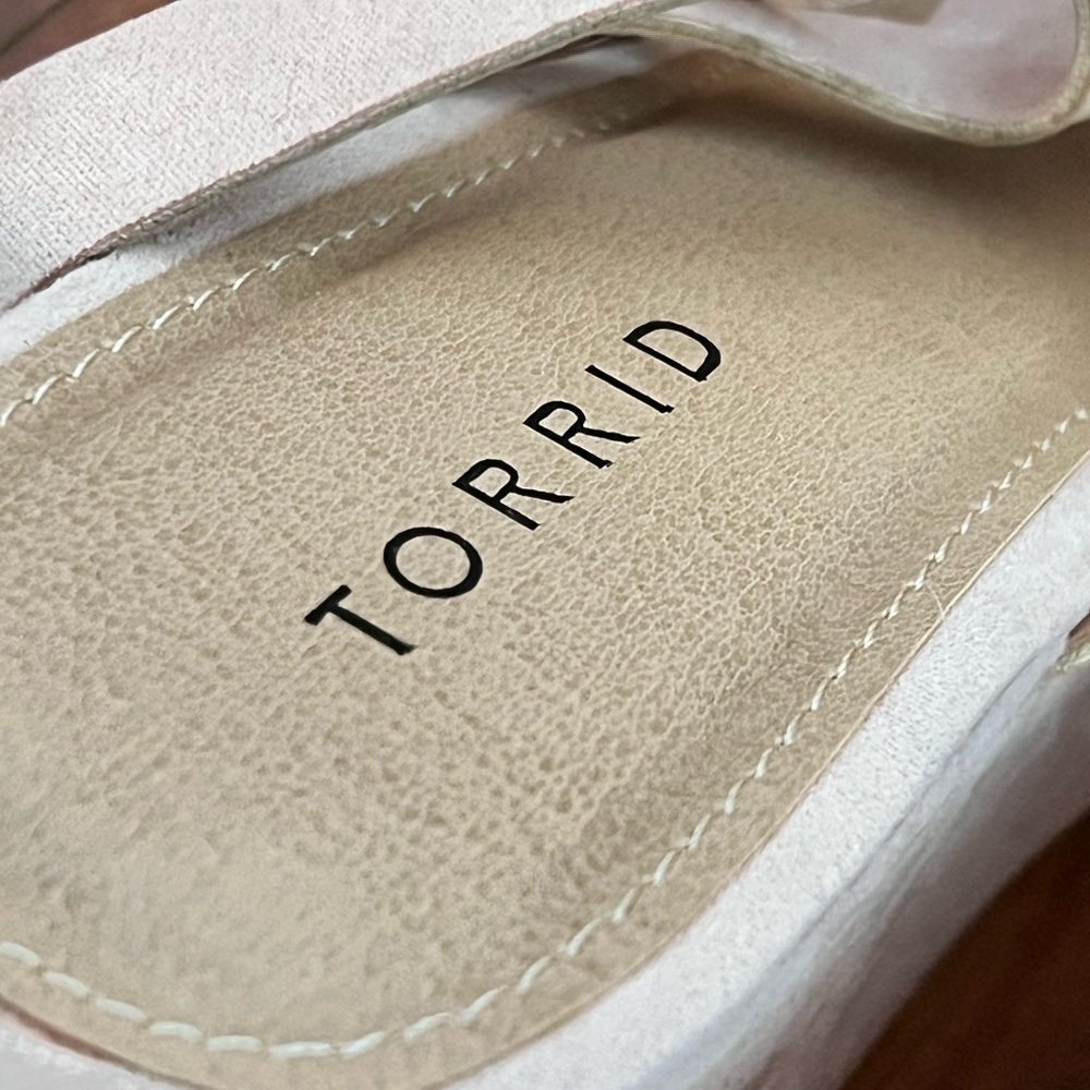 Torrid 11 Wide Blush Pink Platform Wedge Shoes Ankle Strap Office Wedding Casual - Picture 7 of 8